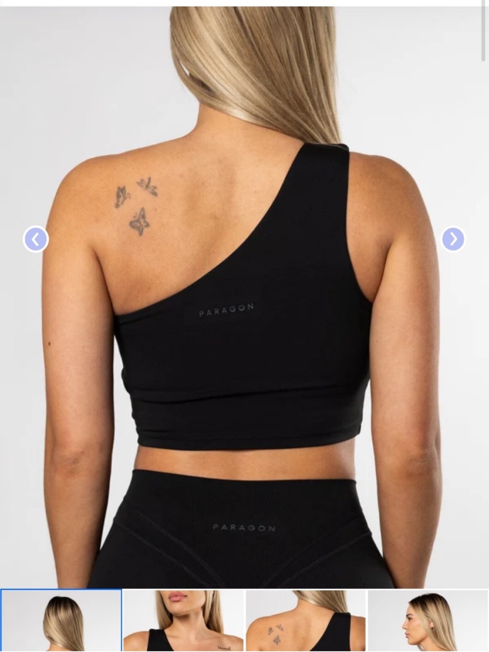 NEW! Paragon Fitwear Reluna Single Shoulder Brami Black Sports Bra Small